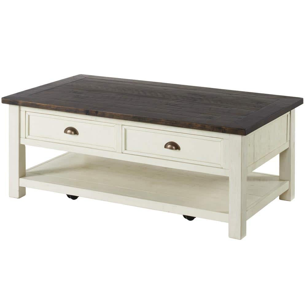 Martin Svensson Home Monterey 50" Coffee Table, Cream White and Brown