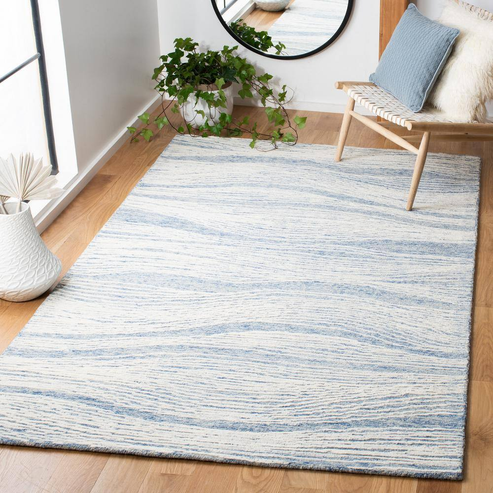 SAFAVIEH Metro Bridget Abstract Area Rug, Blue/Ivory, 6' x 6' Square