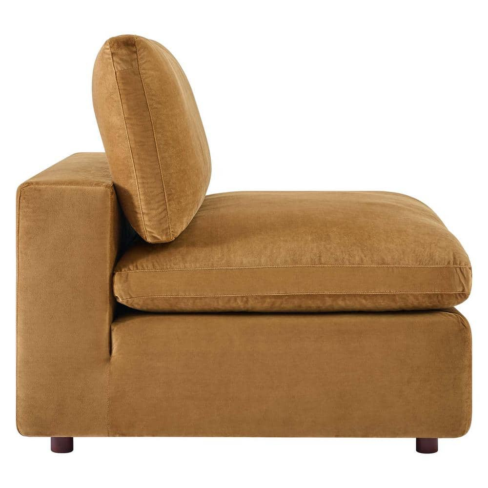Modway Commix Down Filled Overstuffed Performance Velvet Armless Chair in Cognac