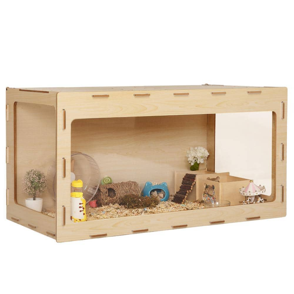 COZIWOW Large Wooden Hamster Cage,Habitat Shelter W/Acrylic Board,Flip Top