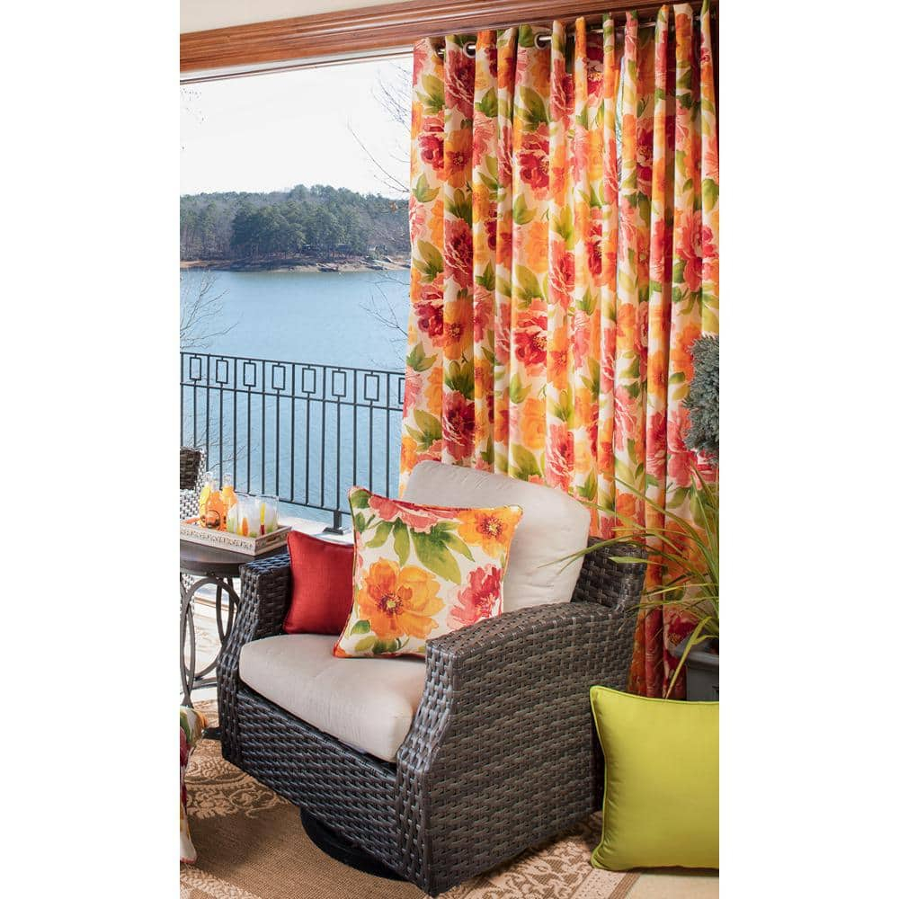 Floral Green Rectangular Outdoor Lumbar Throw Pillow 2-Pack