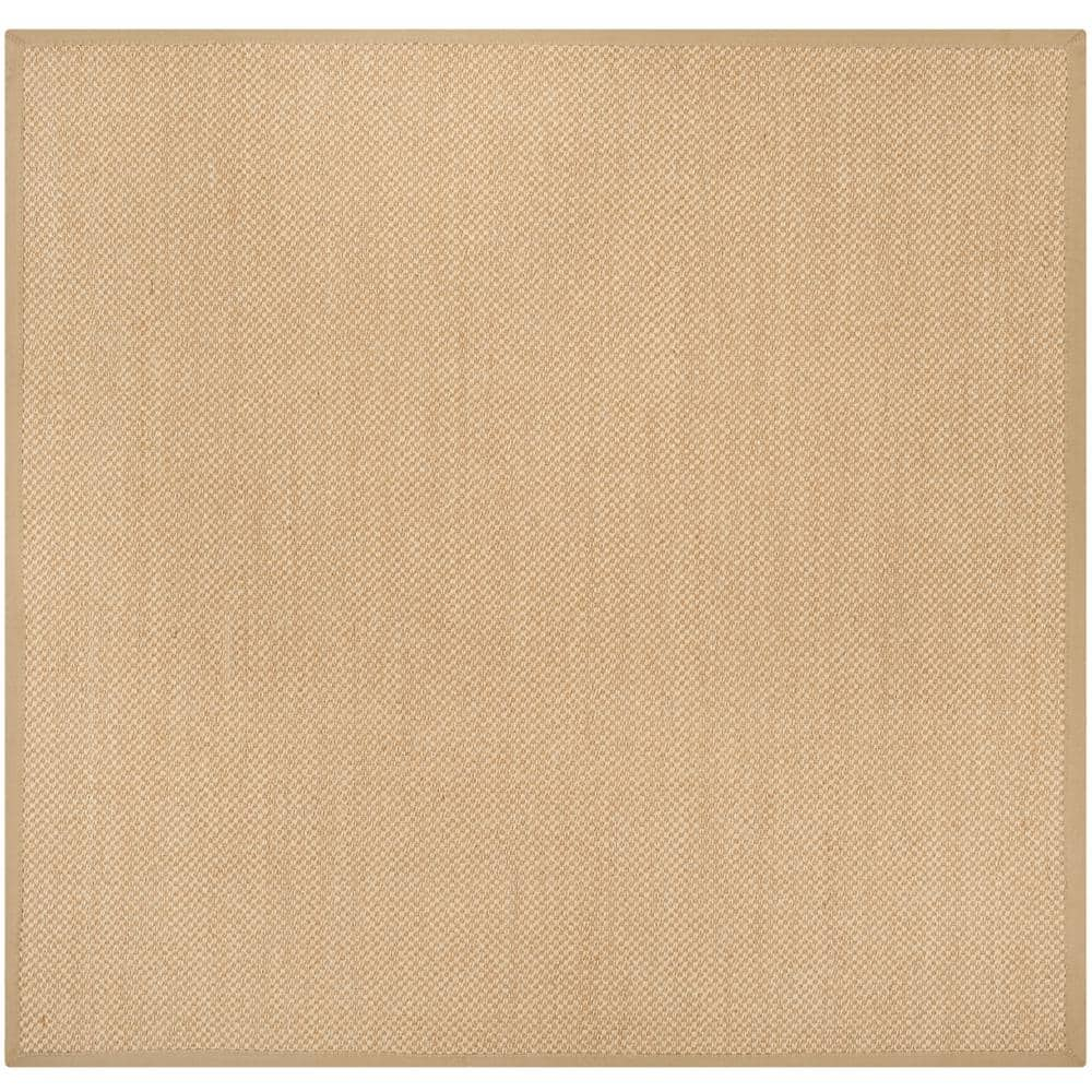 SAFAVIEH Natural Fiber Jovana Border Seagrass Area Rug, Maize/Linen, 10' x 10' Square
