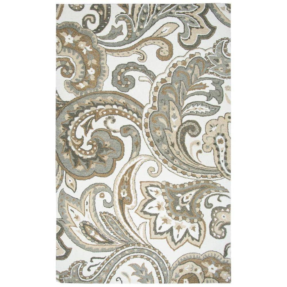 Alora Decor Makalu 5' x 8' Paisley Beige/Natural Hand-Tufted Area Rug