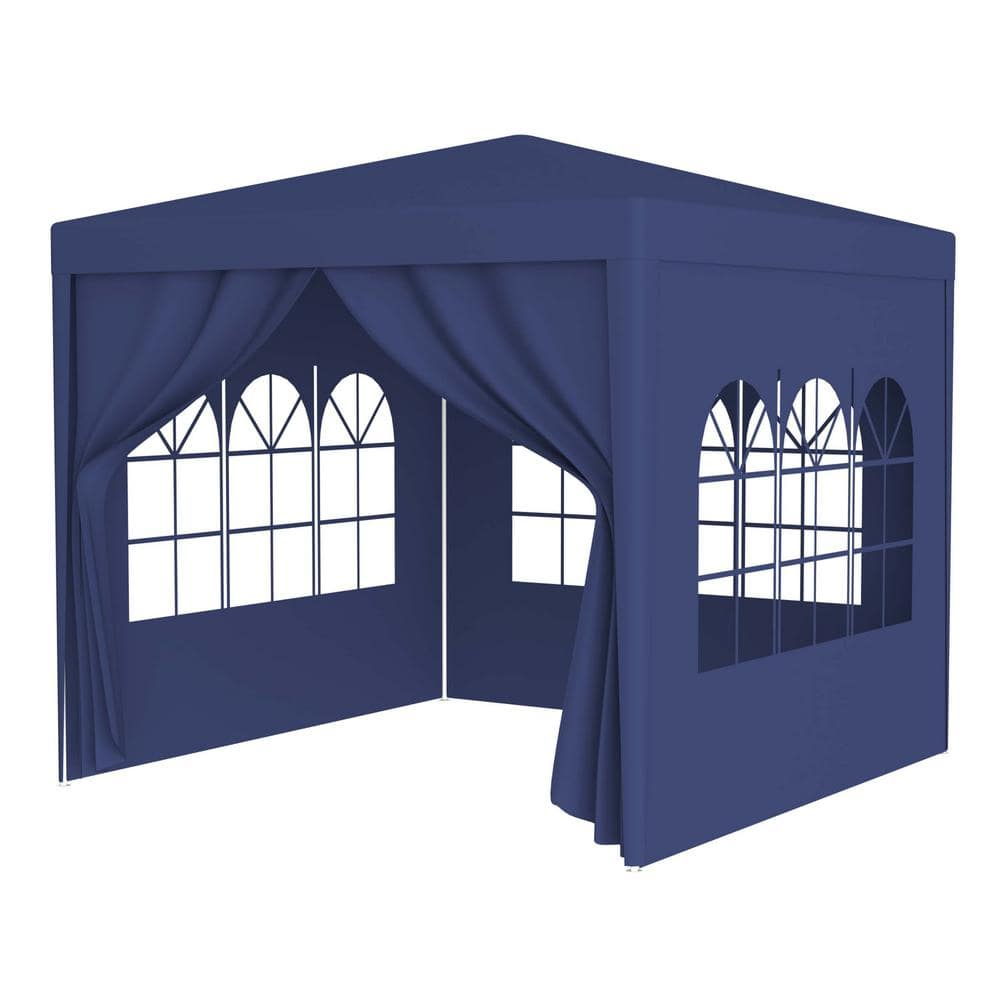 Gzxs 10X10Ft Canopy Tent Outdoor Activity Canopy Shelter Gazebo with 4 Removeable Sidewalls, Party Wedding BBQ Events Tent (Blue)