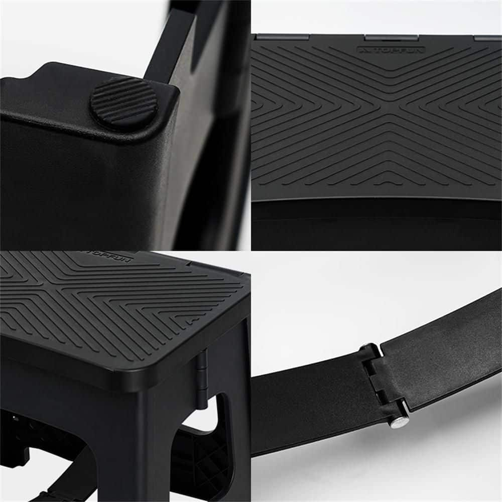 One Step Folding Stool Lightweight and Portable 300 lbs. Working Load Franklin, Black