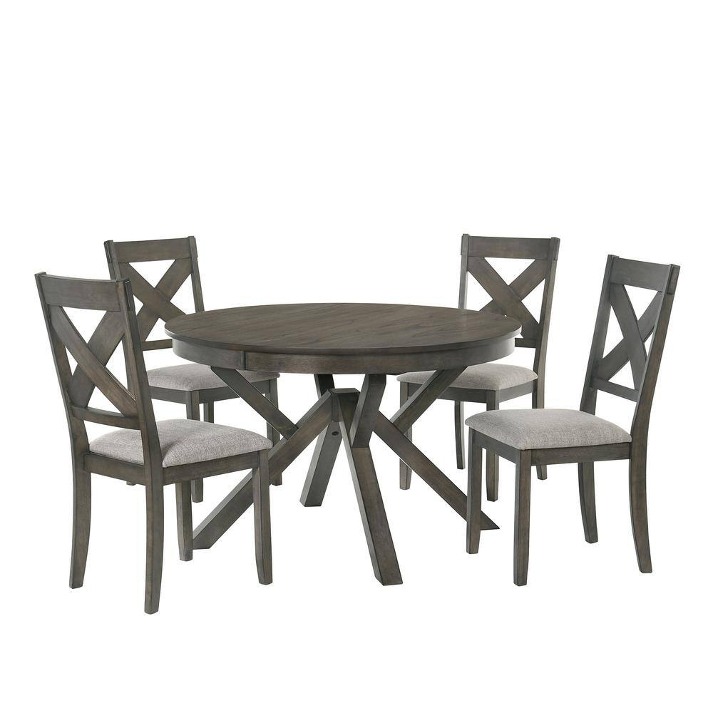 New Classic Furniture Gulliver 5-Piece Solid Wood Dining Set in Brown