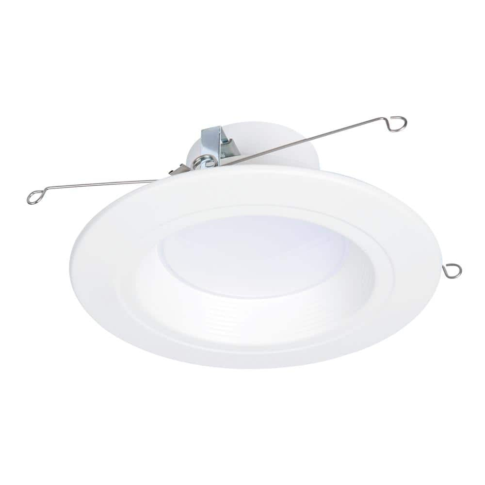 HALO RL Series 5/6 inch Recessed LED Retrofit Light, Selectable CCT 2700K-5000K Integrated LED, Dim to Warm, White Retrofit Baffle Trim, 600 Lumens
