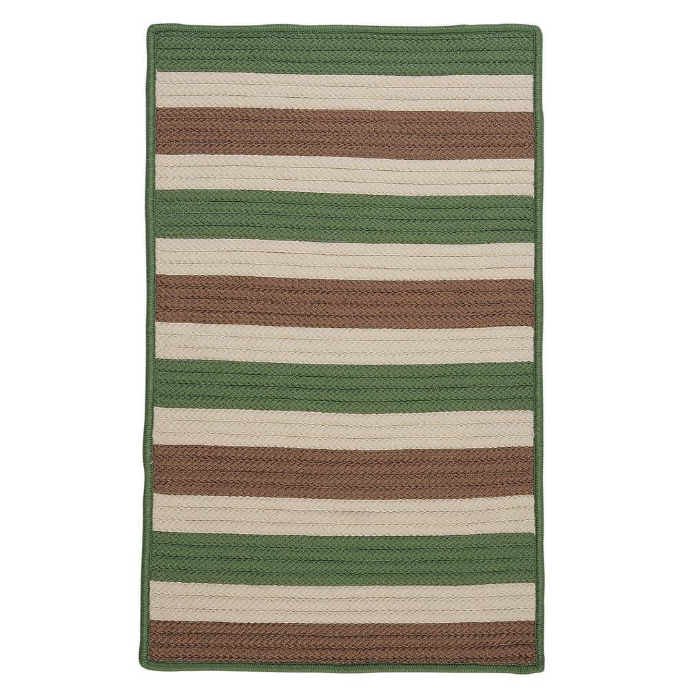 Moss Stone Braided 3' x 5' Synthetic Stripe Rug