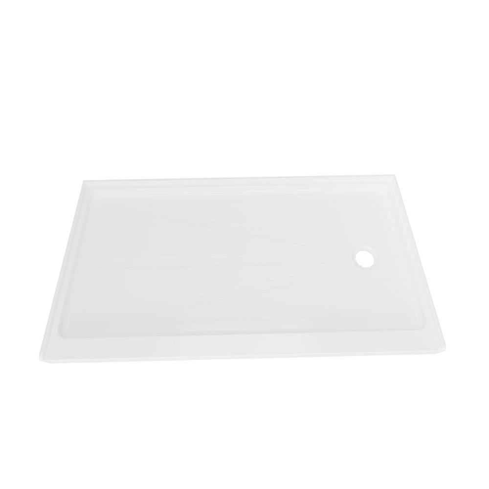 CKB 60 in. L x 32 in. W Right Drain Shower Base, Single Threshold Shower Pan with Slip Resistant Textured Surface, White