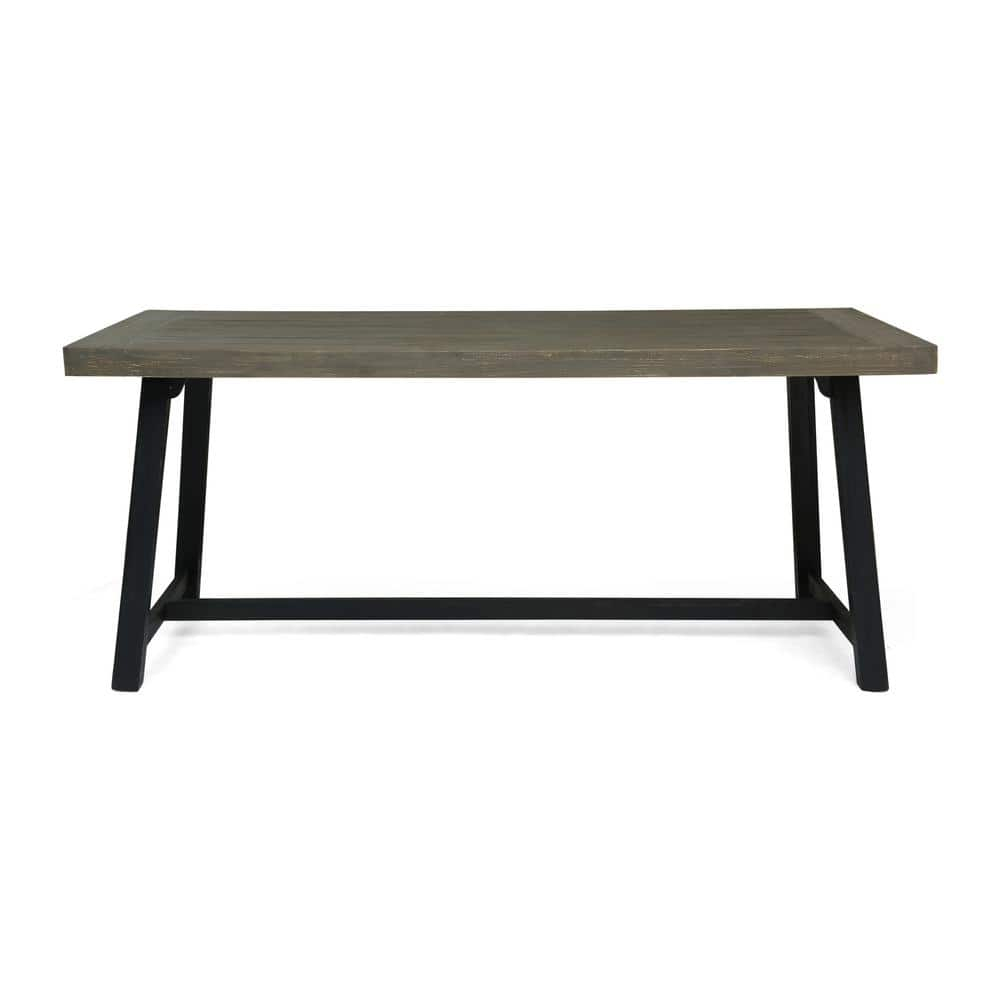 Noble House Raphael 70.75" Wood Top Patio Dining Table in Sandblast Gray