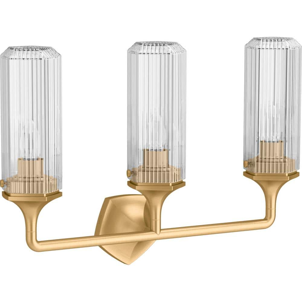 Elegant Occasion 24" Brushed Brass Three-Light Sconce with Clear Glass