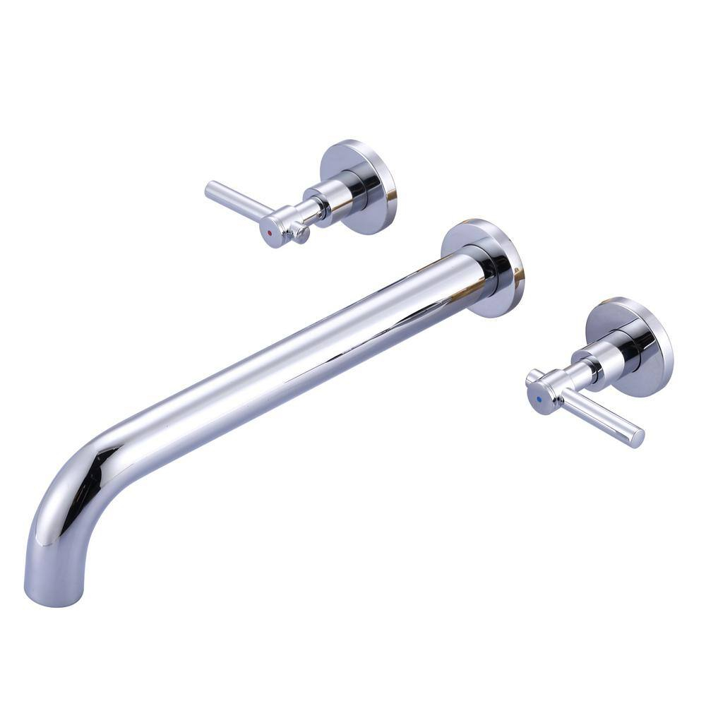 Tub Filler Faucet,High Flow Wall Mounted Bathtub Faucet,Solid Brass Bathroom Tub Faucet Two Handles Bathtub Spout Faucets 12" Long Spout,Chrome