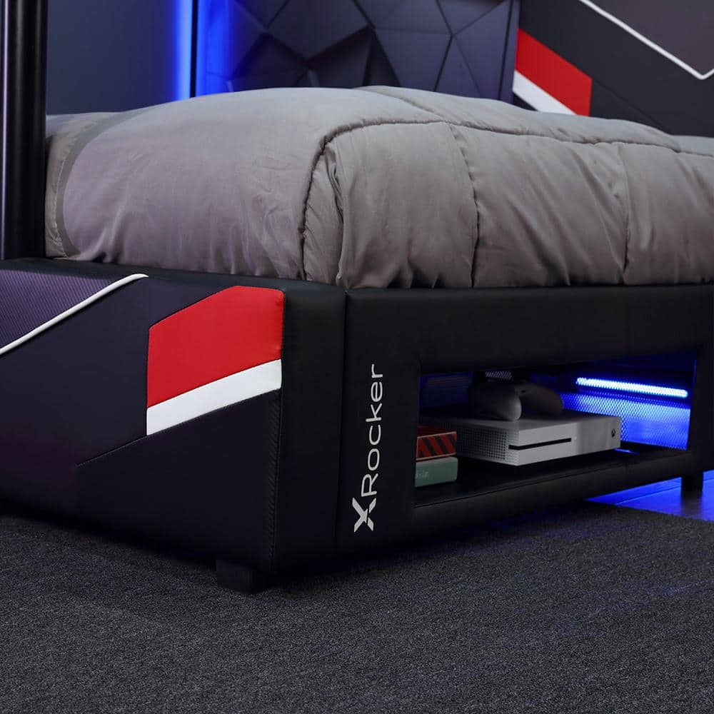 X Rocker Orion eSports Gaming Bed Frame with TV Mount, Child/Teen, Black/Red, Twin, 42.5" H