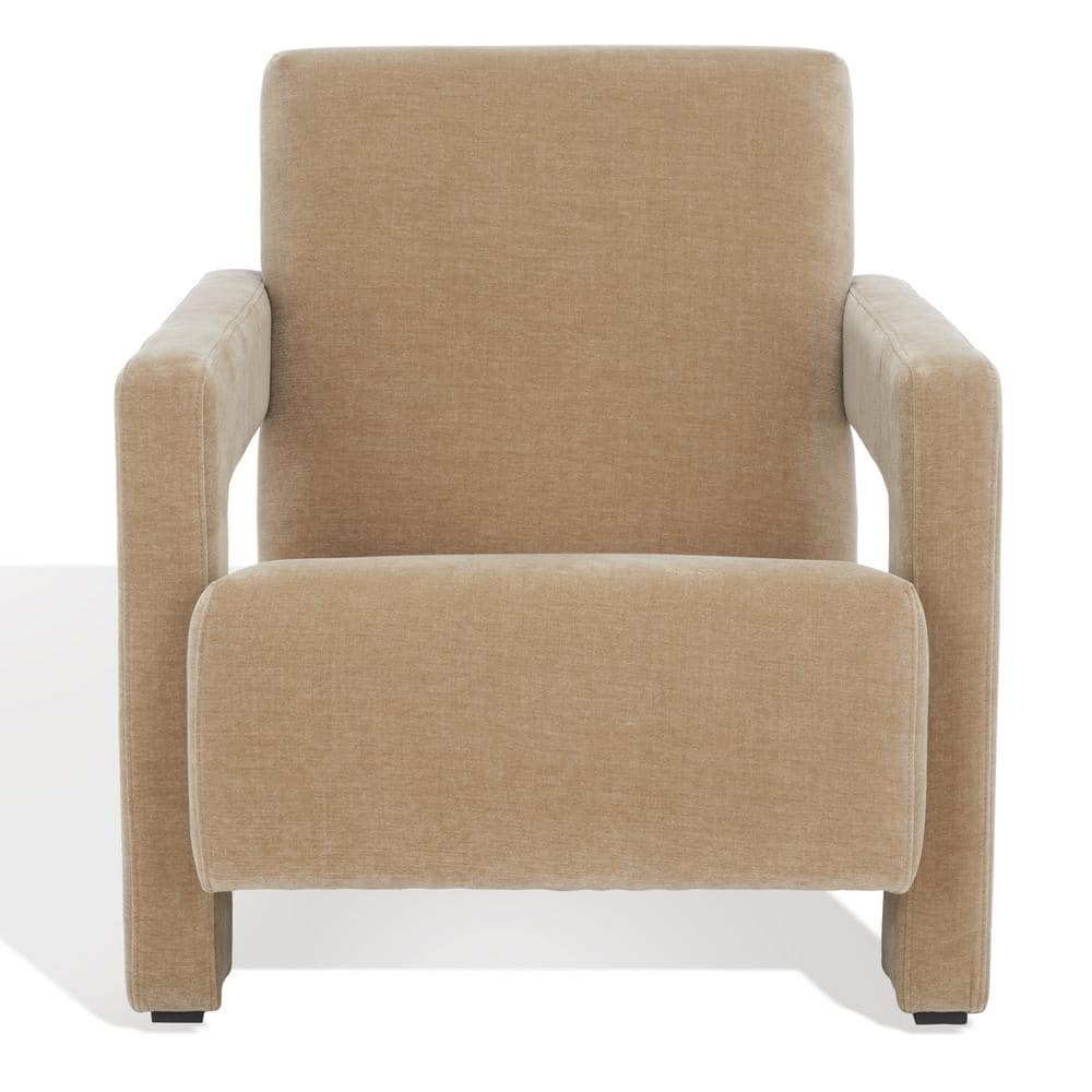 Safavieh  Couture Taylor Modern Velvet Accent Chair - 27 in. W x 35 in. D x 30 in. H Light Brown
