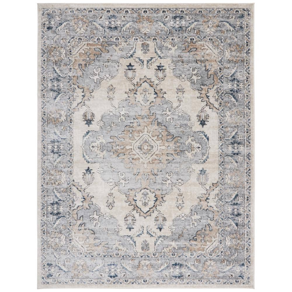 SAFAVIEH Oregon Ethelinda Floral Bordered Area Rug, Beige/Grey, 9' x 12'