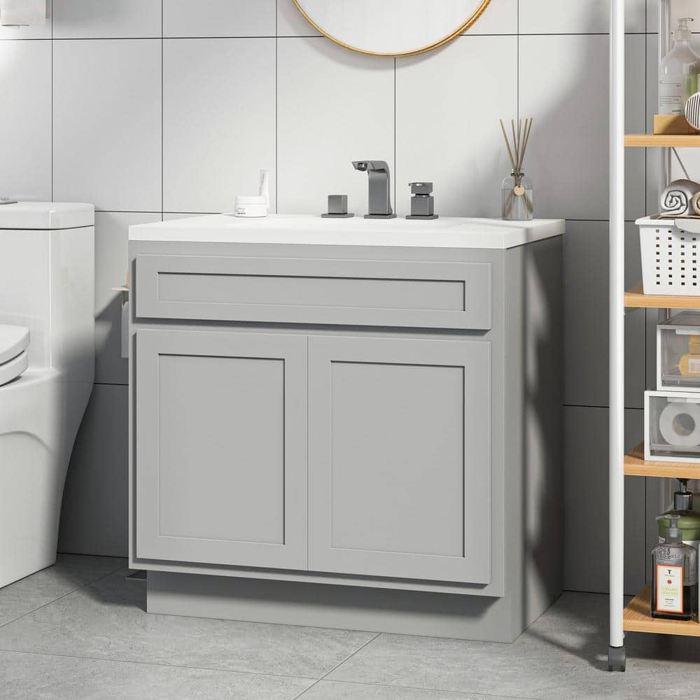 Vanity Art  Vanity Cabinet with Knockdown, Gray - 39 x 21 x 32.5 in.
