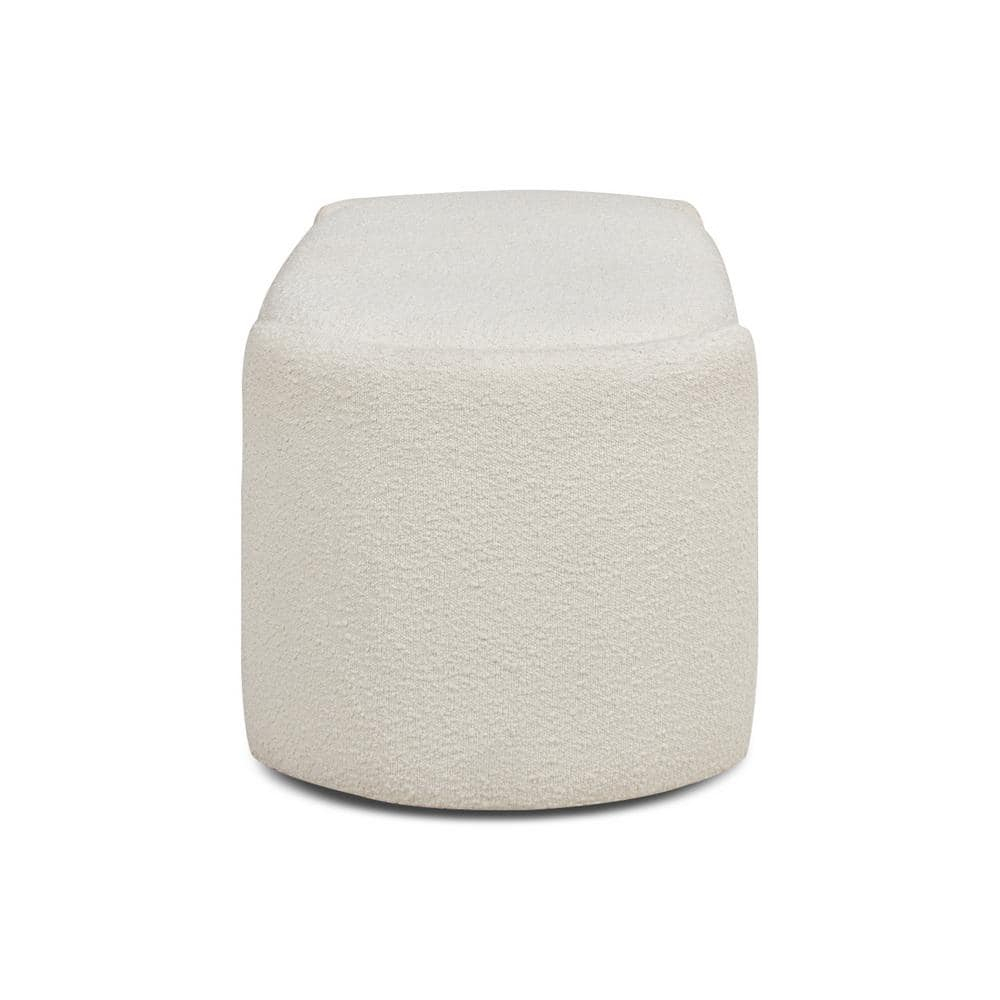 Jennifer Taylor Home Fuji 44" Upholstered Boucle Oval Storage Bench Ivory White