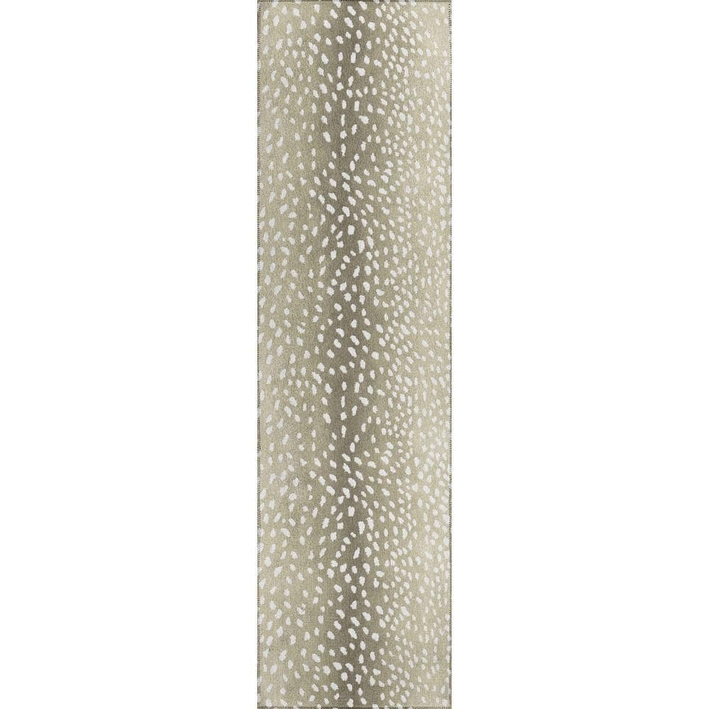 Addison Rugs Indoor/ Outdoor Addison Safari Gazelle Animal Print Washable Area Rug 2'3" x 7'6" - Fawn