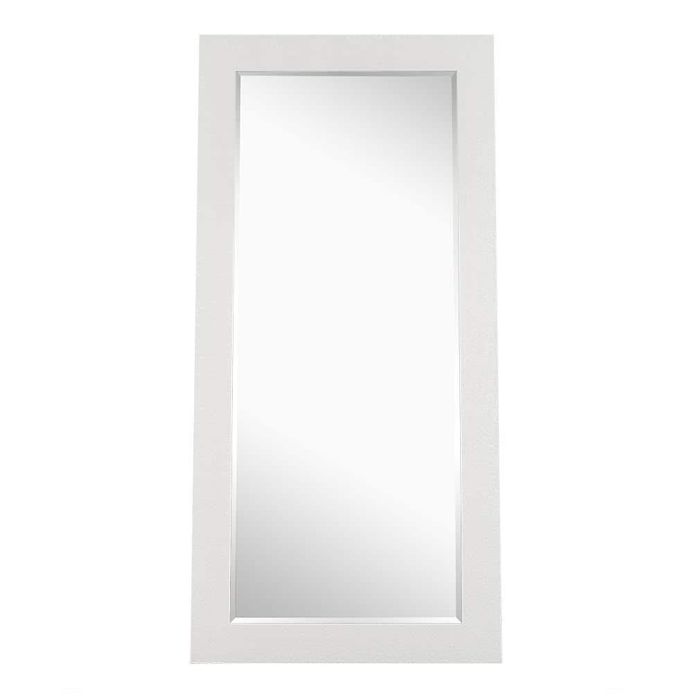 White Mosaic Full Length Rectangular Mirror with Faux Wood Frame