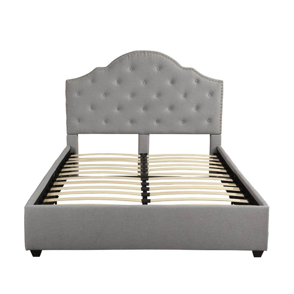 87" Ash Gray Contemporary Handcrafted Queen Size Bed Frame
