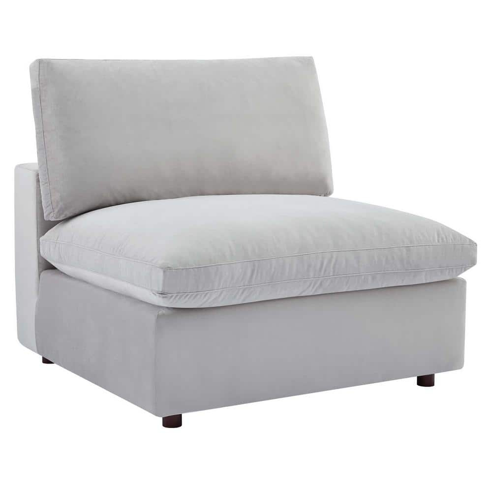 Modway Commix Down Filled Overstuffed Performance Velvet Armless Chair in Light Gray