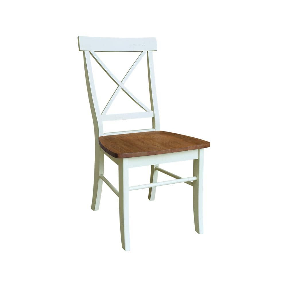 International Concepts Set of Two X-Back Dining Chairs, Hickory/Shell