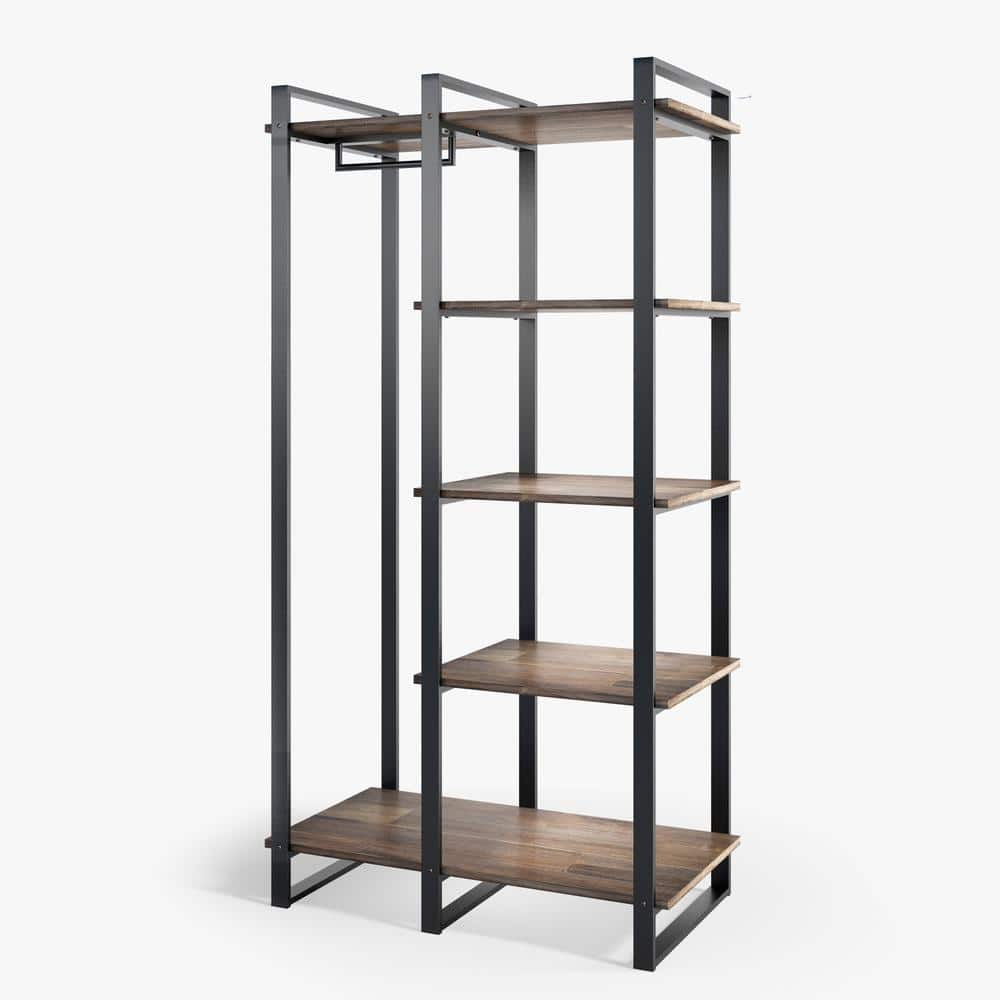 Zinus Brock 4-Shelf Etagere Bookcase with Hanging Storage, Acacia Wood and Metal Frame, Adult
