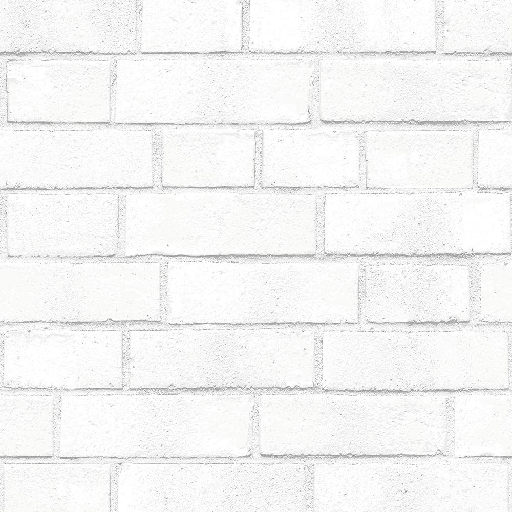Tempaper Textured Faux Brick White Peel and Stick Wallpaper, 20.5" x 16.5'