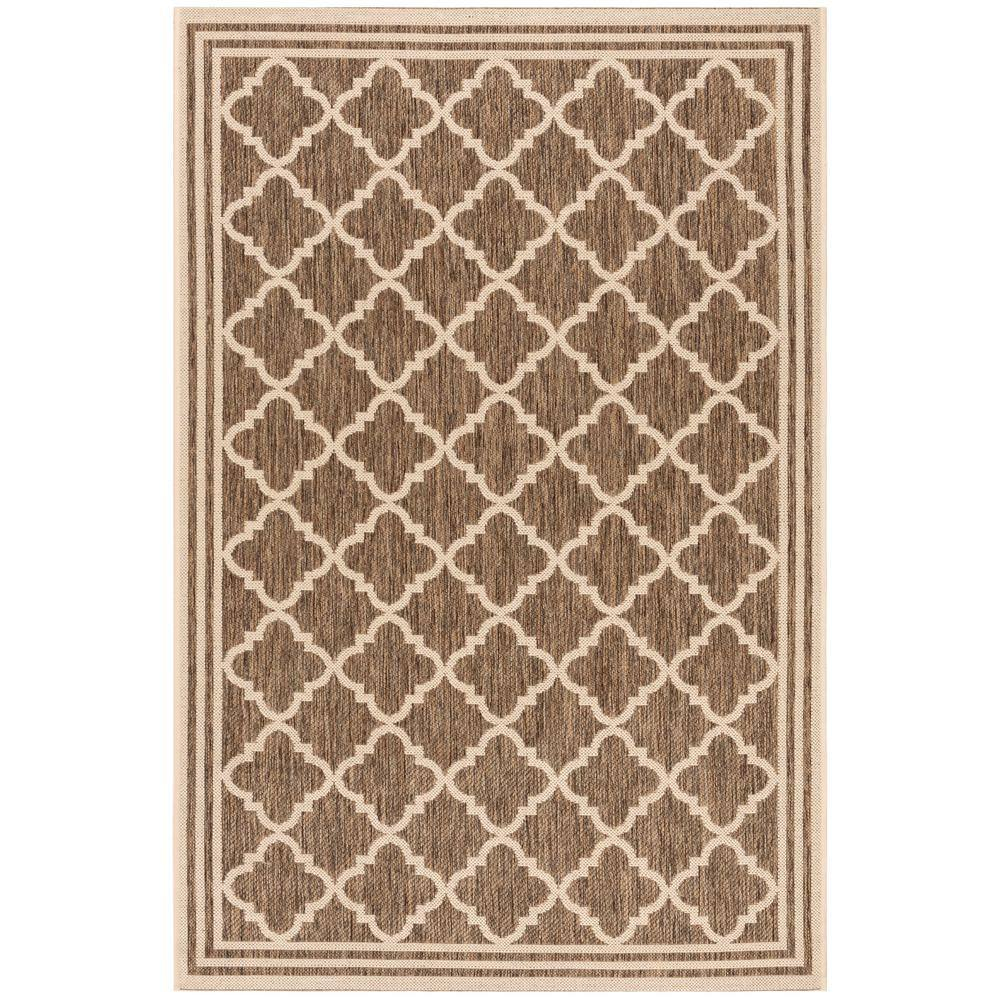 SAFAVIEH Beach House Nima Trellis Indoor/Outdoor Area Rug Beige/Cream, 5'3" x 7'6"