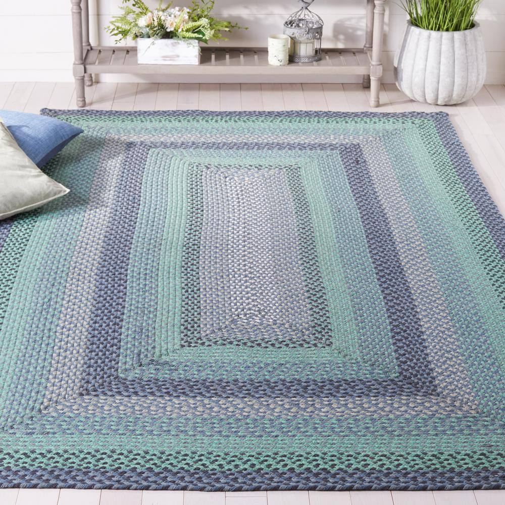 SAFAVIEH Braided Claes Bordered Reversible Area Rug, Grey/Green, 5' x 8'