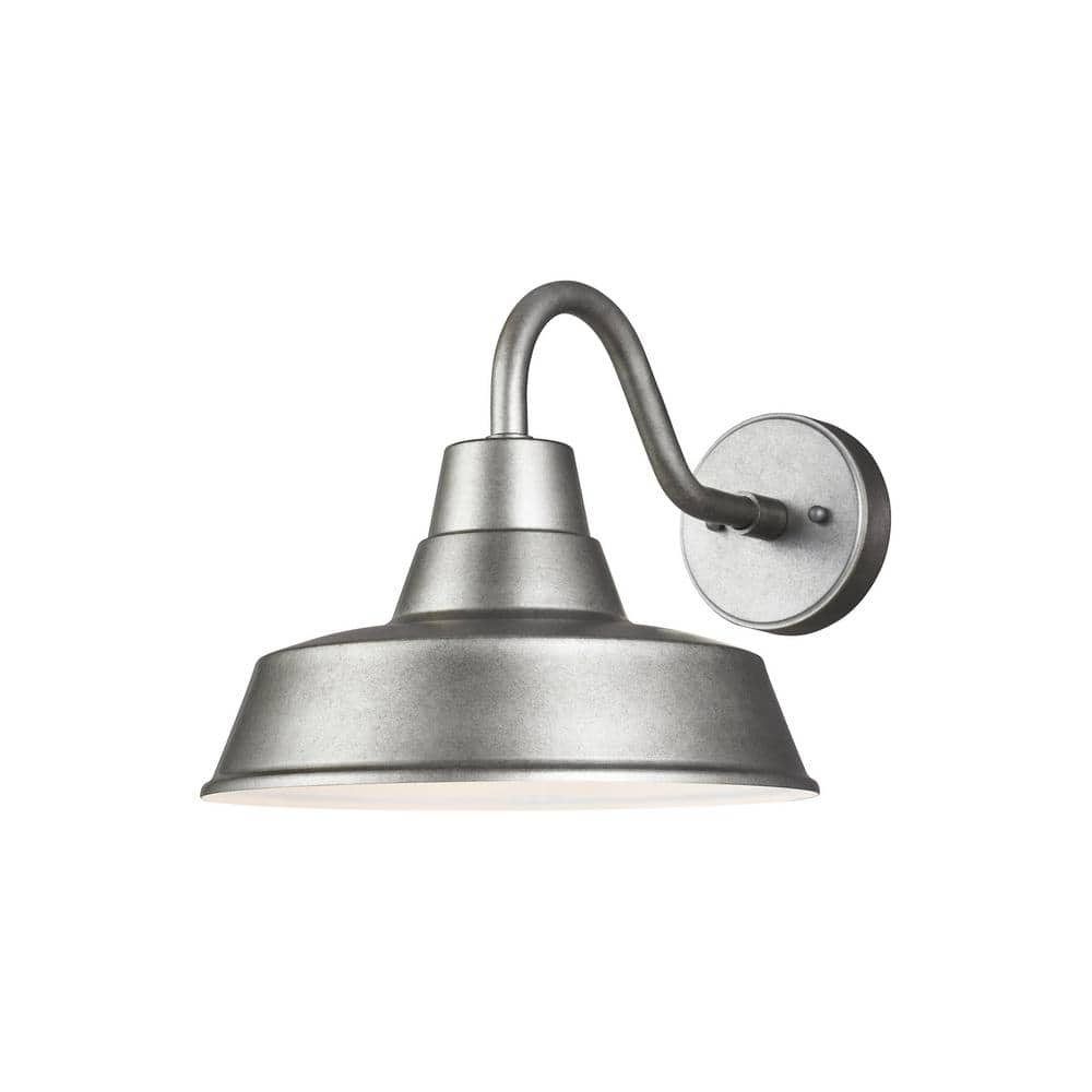 YINCHEN Generation 8637401-57 Transitional One Outdoor Wall Lantern from Seagull-Barn Light Collection, Nickel, Silver Finish, Medium, Weathered Pewter