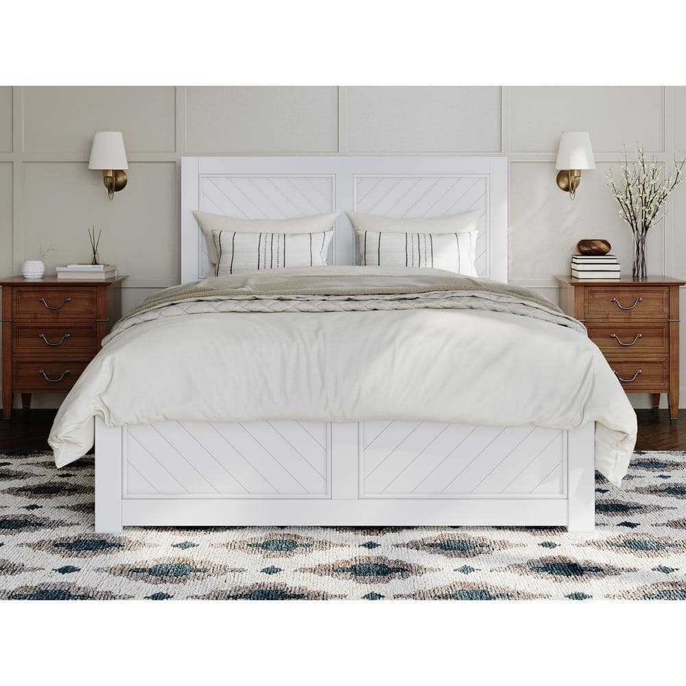 AFI Canyon White Solid Wood Foundation Bed Frame with Matching Footboard, Full