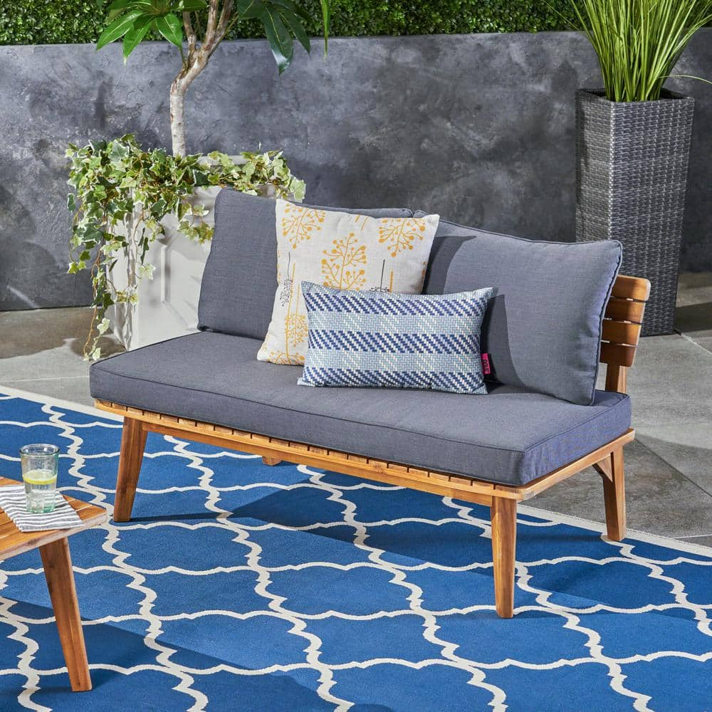 Noble House Balmoral Outdoor Loveseat Teak & Gray
