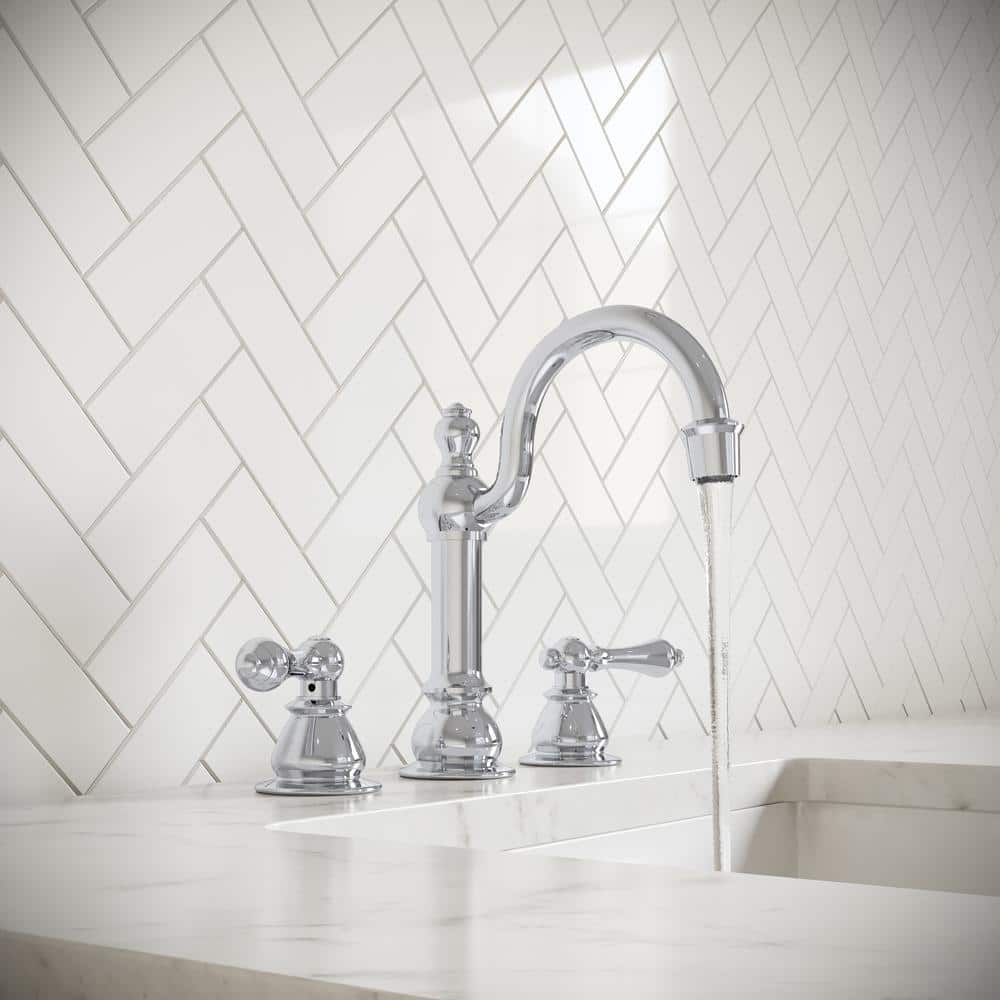 Water Creation F2-0012-01-AL American 20th Century Classic Widespread Lavatory F2-0012 Faucets - Silver & Chrome
