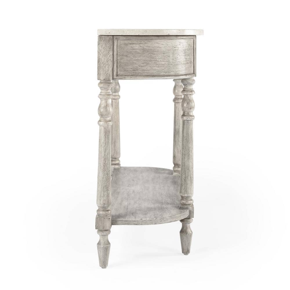 Aberdale Demilune Console Table with Storage in Umber and Marble