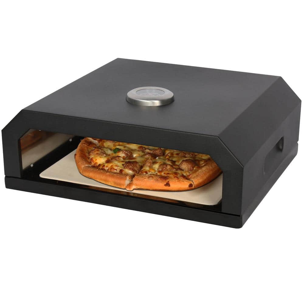 GrillFest Grill Top Outdoor Pizza Oven - Baking Stone, Stainless Steel Sides