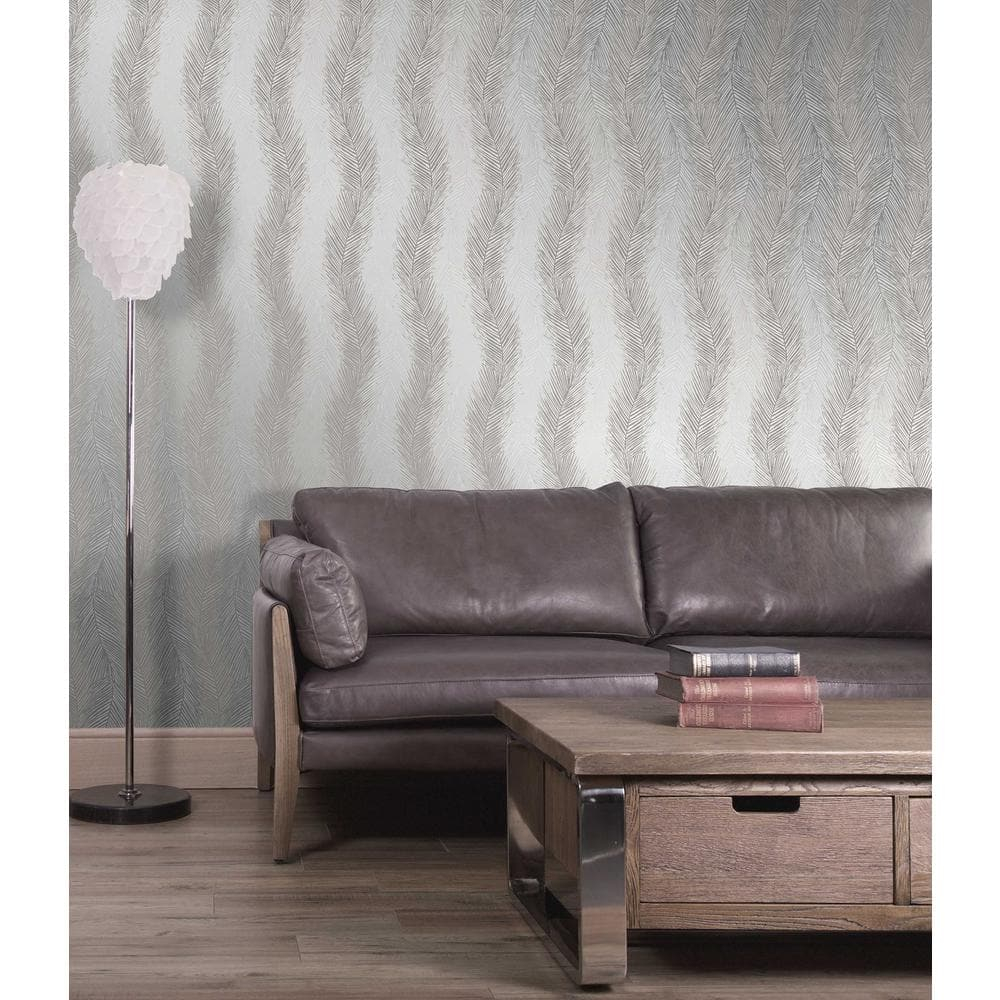 Decorline Wheaton Silver Leaf Wave Wallpaper