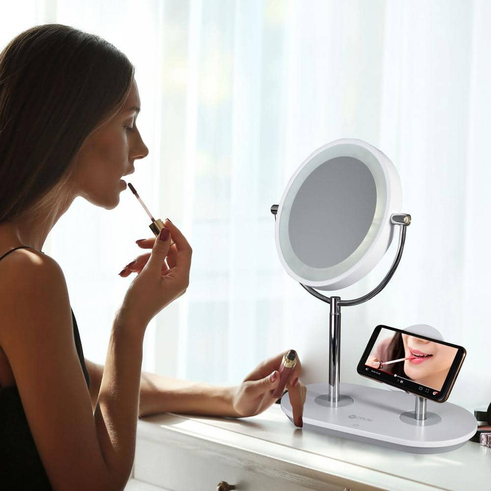 ClearSun LED Countertop Makeup Mirror with Wireless Charging