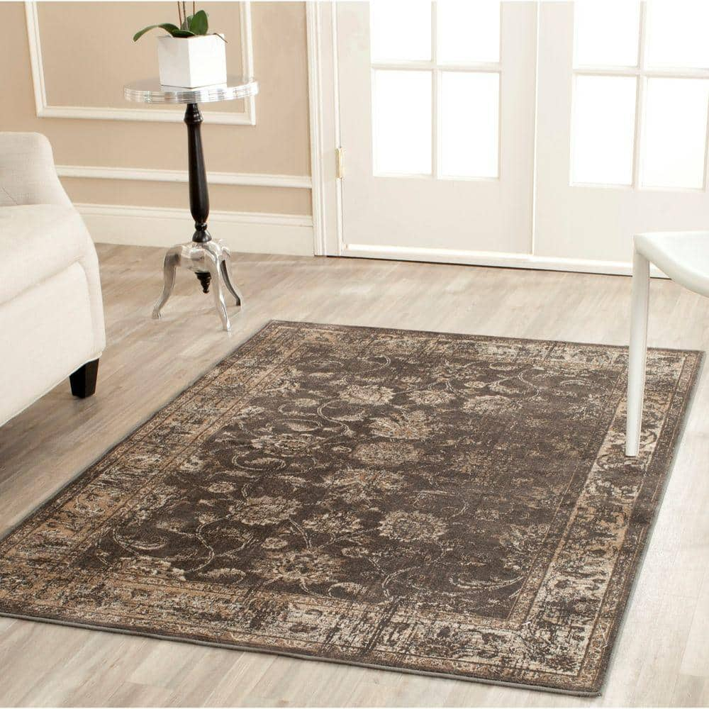 SAFAVIEH Vintage Jaxon Traditional Area Rug, Soft Anthracite, 8' x 8' Square
