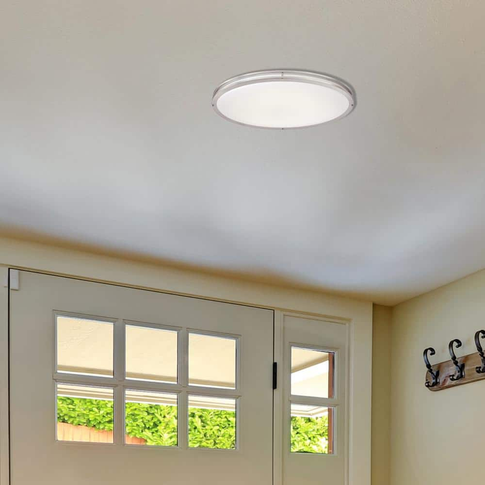 32-Inch Oval Brushed Nickel LED Flush Mount for Indoor/Outdoor