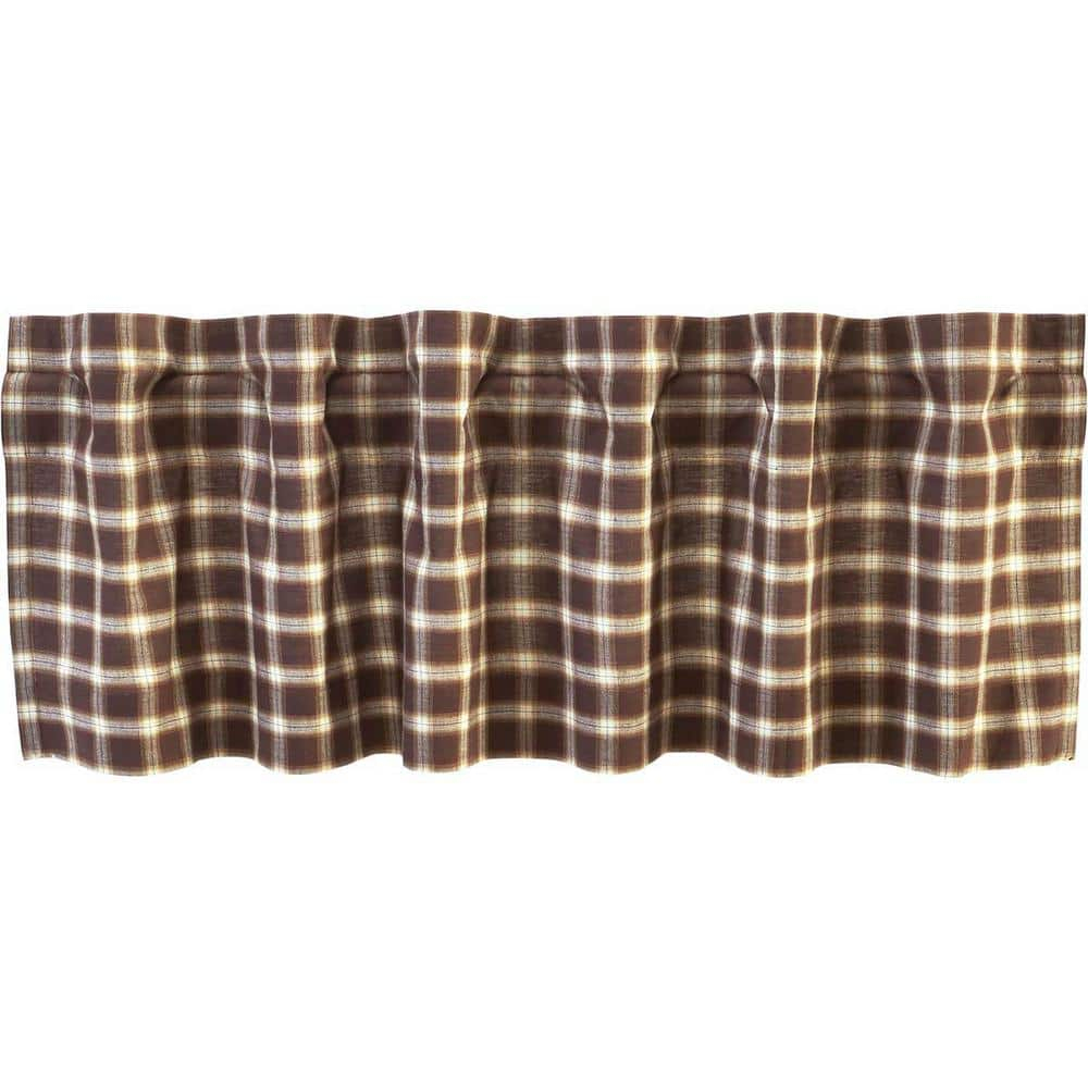 VHC Brands Rustic & Lodge Farmhouse Kitchen Window Curtains-Rory Valance, 16x60, Chocolate Brown