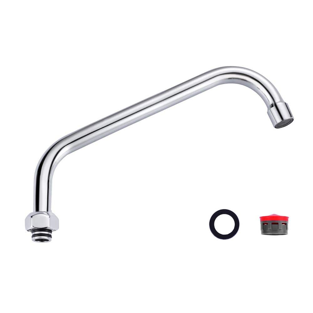 Commercial Faucet Swivel Spout Replacement: 10“ Add-on Swing Nozzle Spout - Chrome Polished Spout Replacement Part For Commercial Kitchen Sink Faucet - 1.8gpm/ 2.2gpm Aerator - G3/4 Internal Thread