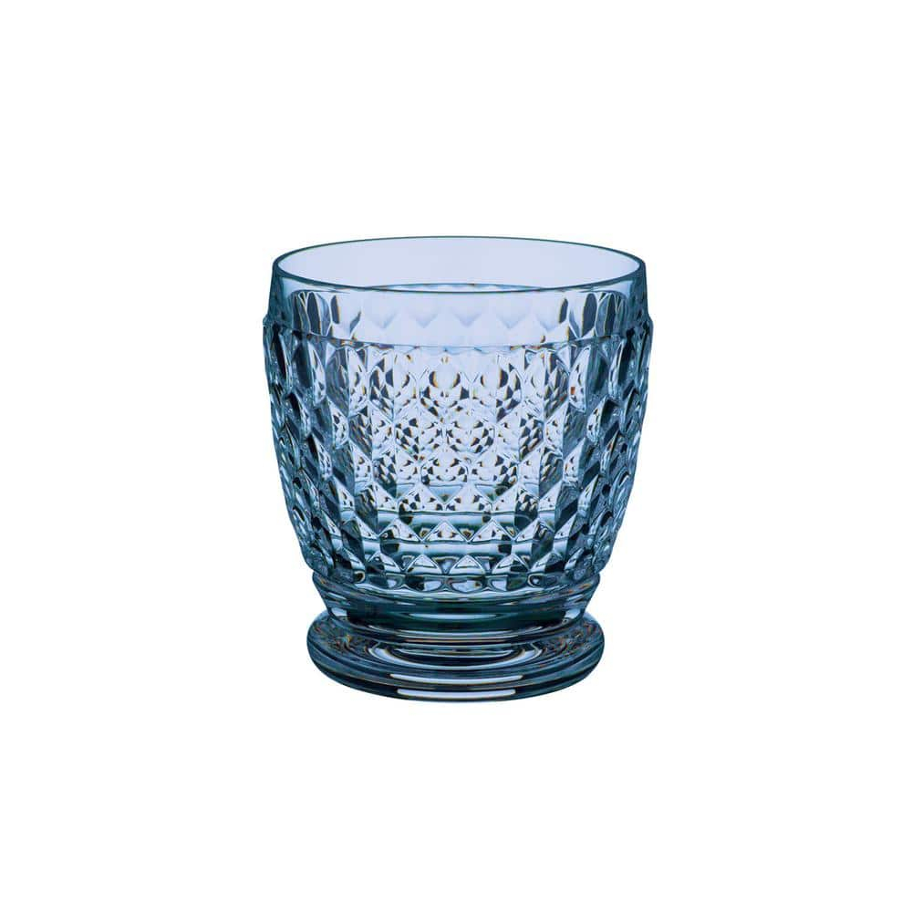 Blue Faceted Crystal Lowball Glass Set of Four