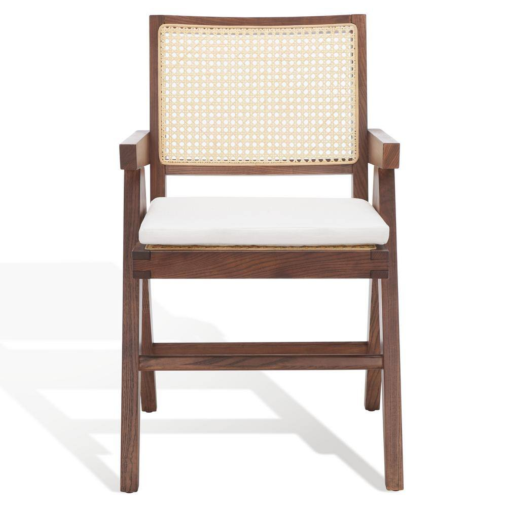 SAFAVIEH Couture Colette Contemporay Linen Solid Dining Armchair, Walnut/Natural