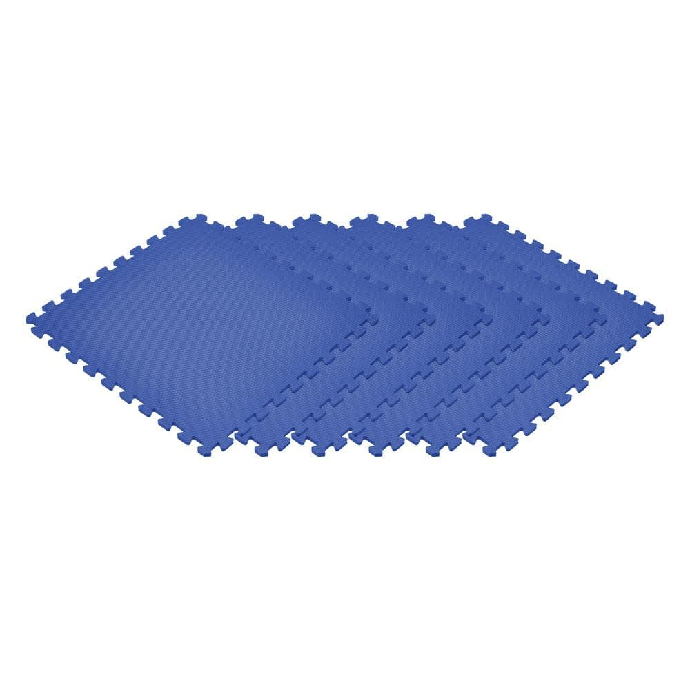 Blue 24 in. x 24 in. EVA Foam Non-Toxic Solid Color Interlocking Tiles (72 sq. ft. - 18 tiles)