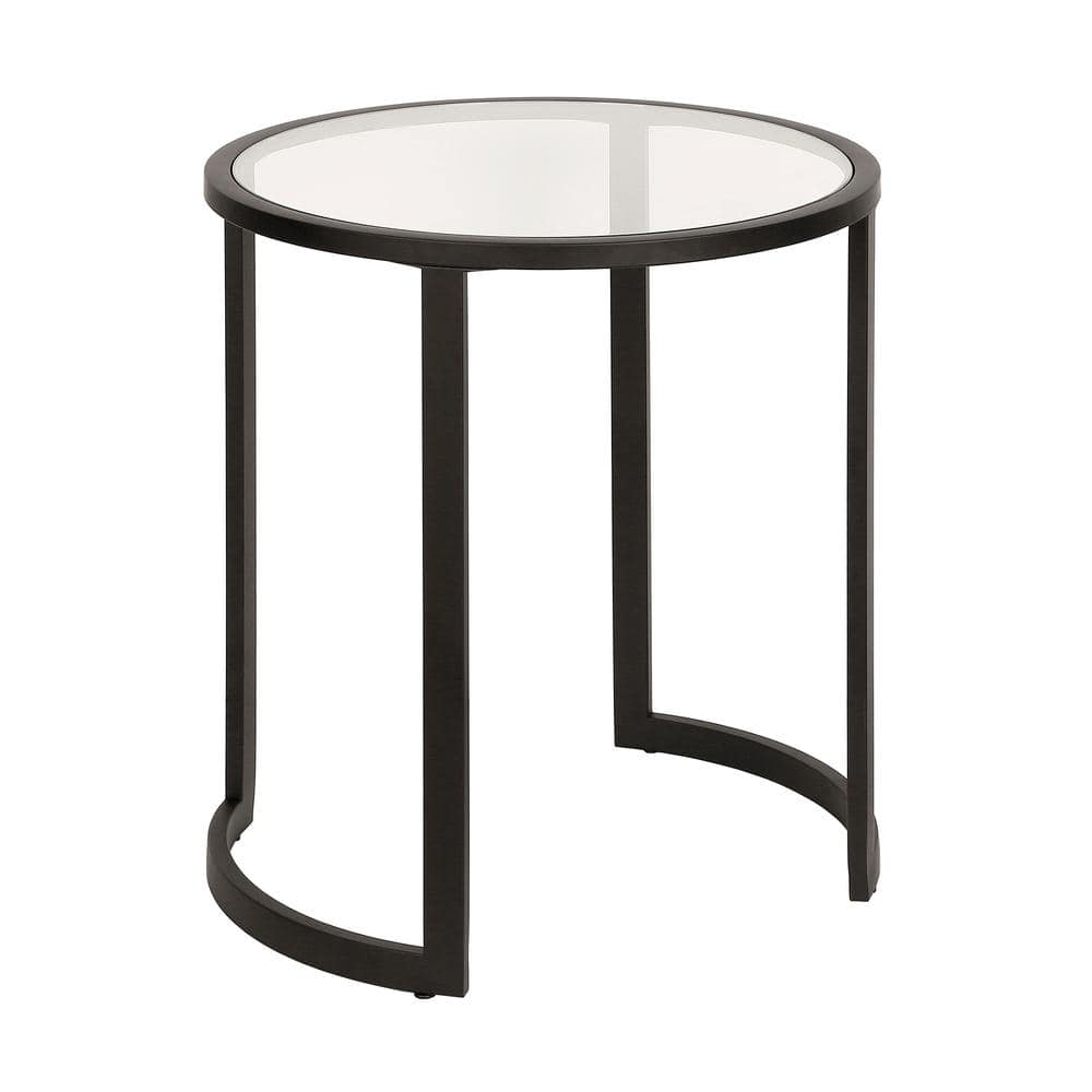 Evelyn&Zoe Mitera 20" Wide Round Side Table, Blackened Bronze