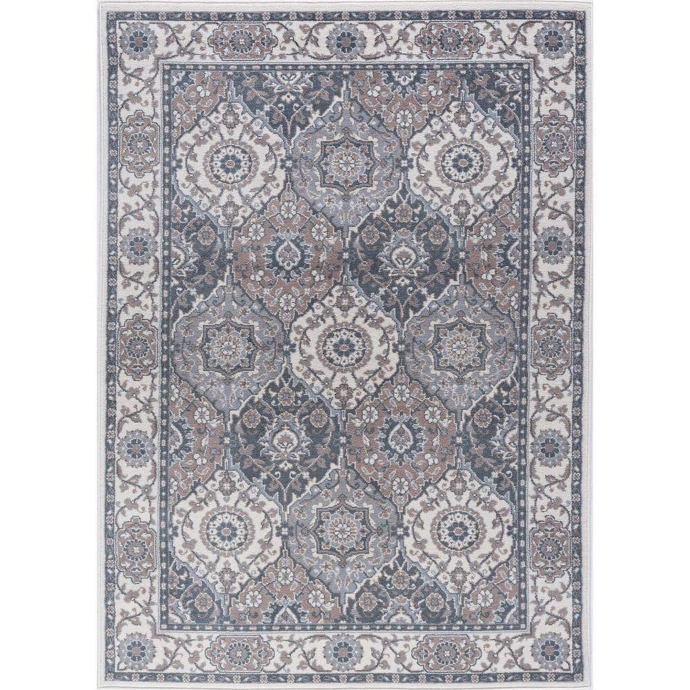 Tayse Madison 5 x 7 (ft) Loomed Polypropylene Cream Rectangular Indoor Floral/Botanical Oriental Area rug