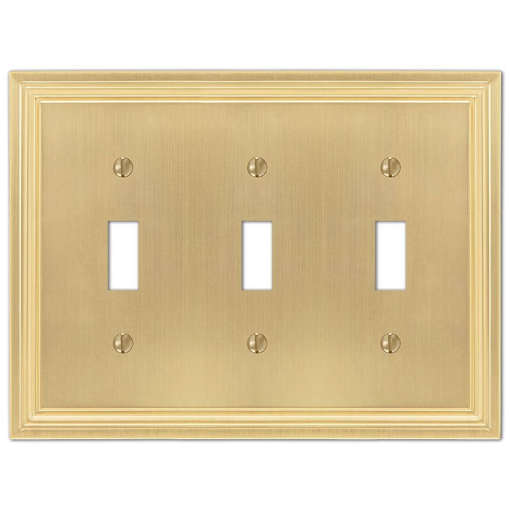 Amerelle 98TTTSB Daltry Wallplate, 3 Toggle, Cast Metal, Satin Brass, 1-Pack
