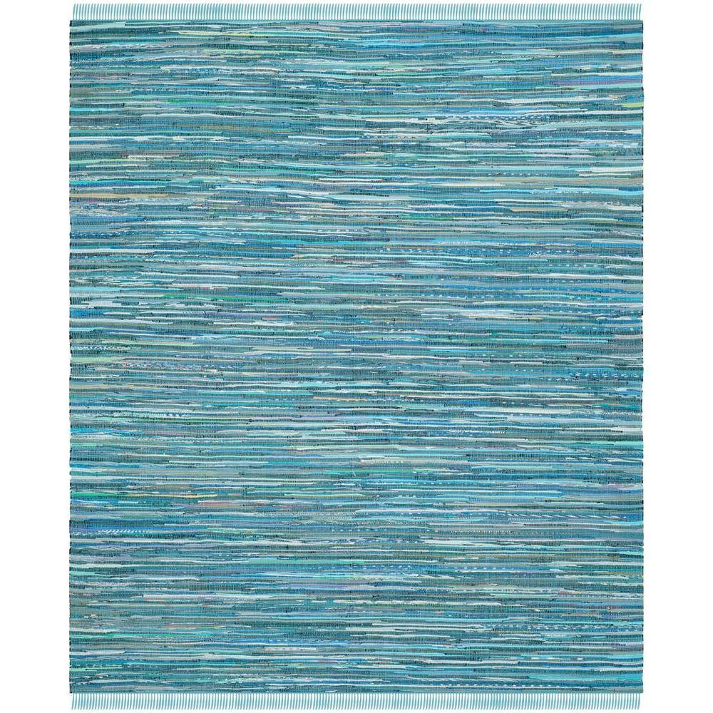 SAFAVIEH Rag Robynne Striped Cotton Area Rug, Blue/Multi, 10' x 14'
