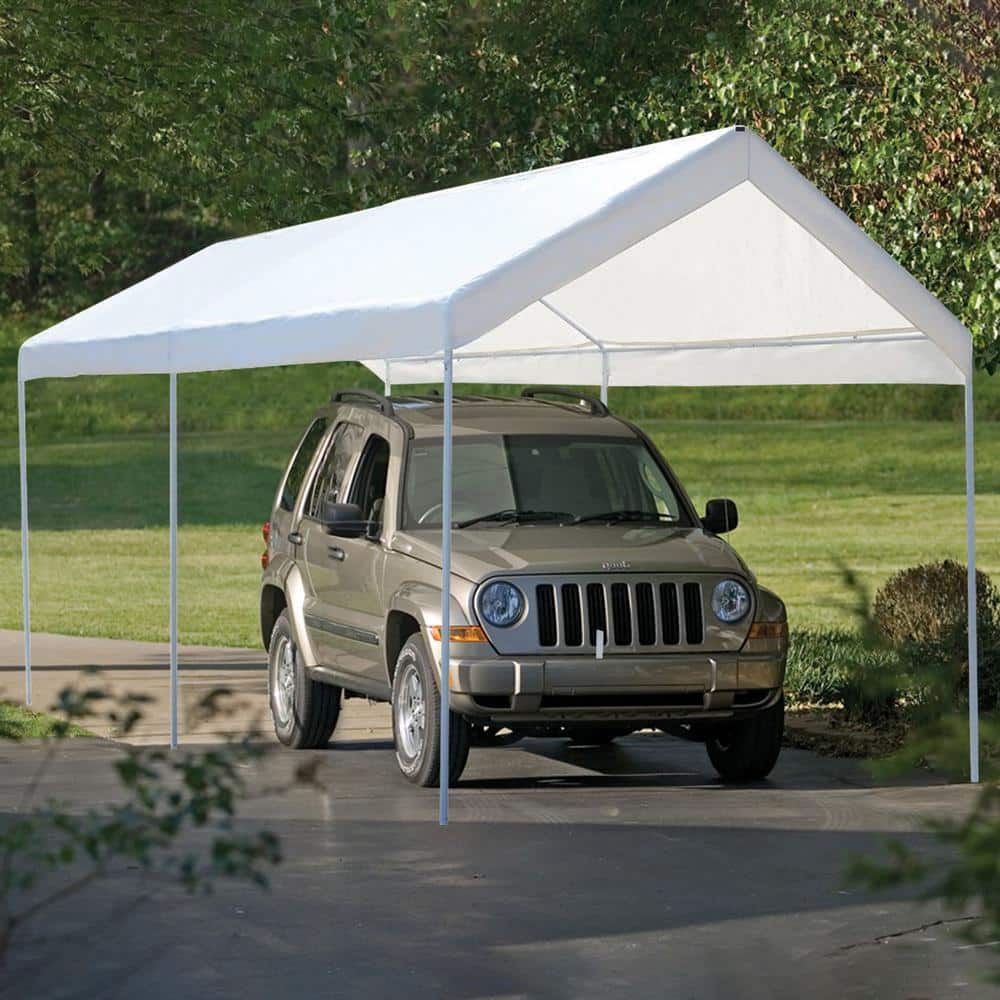 White Steel Frame 10 x 20 ft Portable Car Canopy Shelter